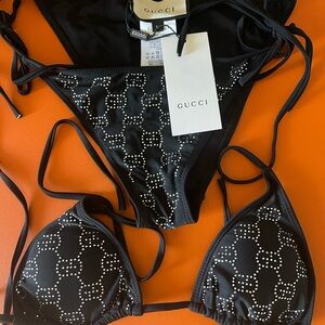 Gucci Black Studded Bikini Set